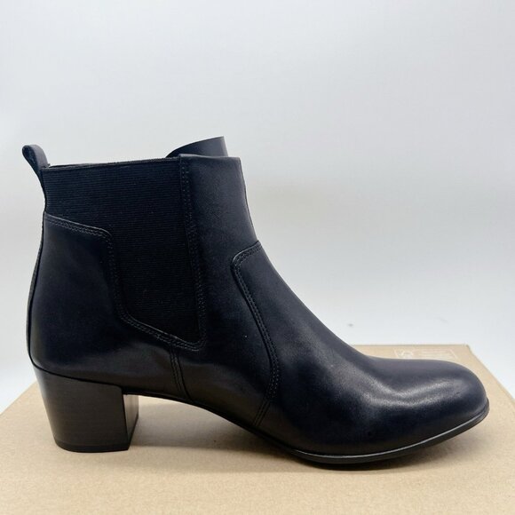 Ecco Shape 35 Black Leather Chelsea Boots Low Heel Womens EU 41 US 10- 10.5 - Picture 9 of 13